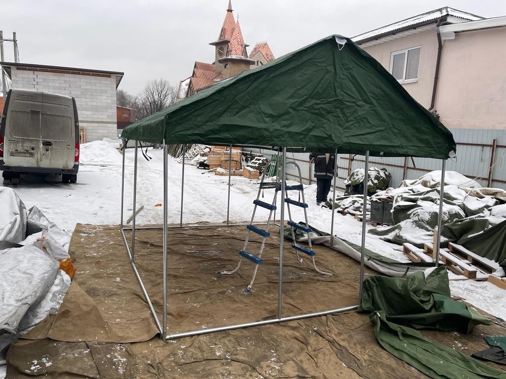 Палатка Каркасная утепленная зеленого цвета 3х4 Палатка Каркасная утепленная зеленого цвета 3х4